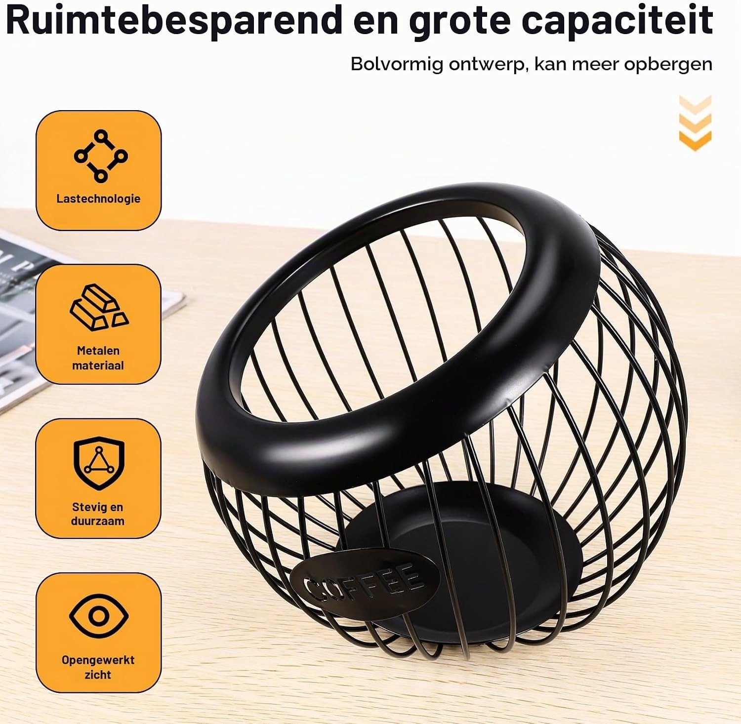 Koffierekhouder - Metaal - Organizer voor Koffiecapsules en Snacks - Voor Keuken en Kantoor