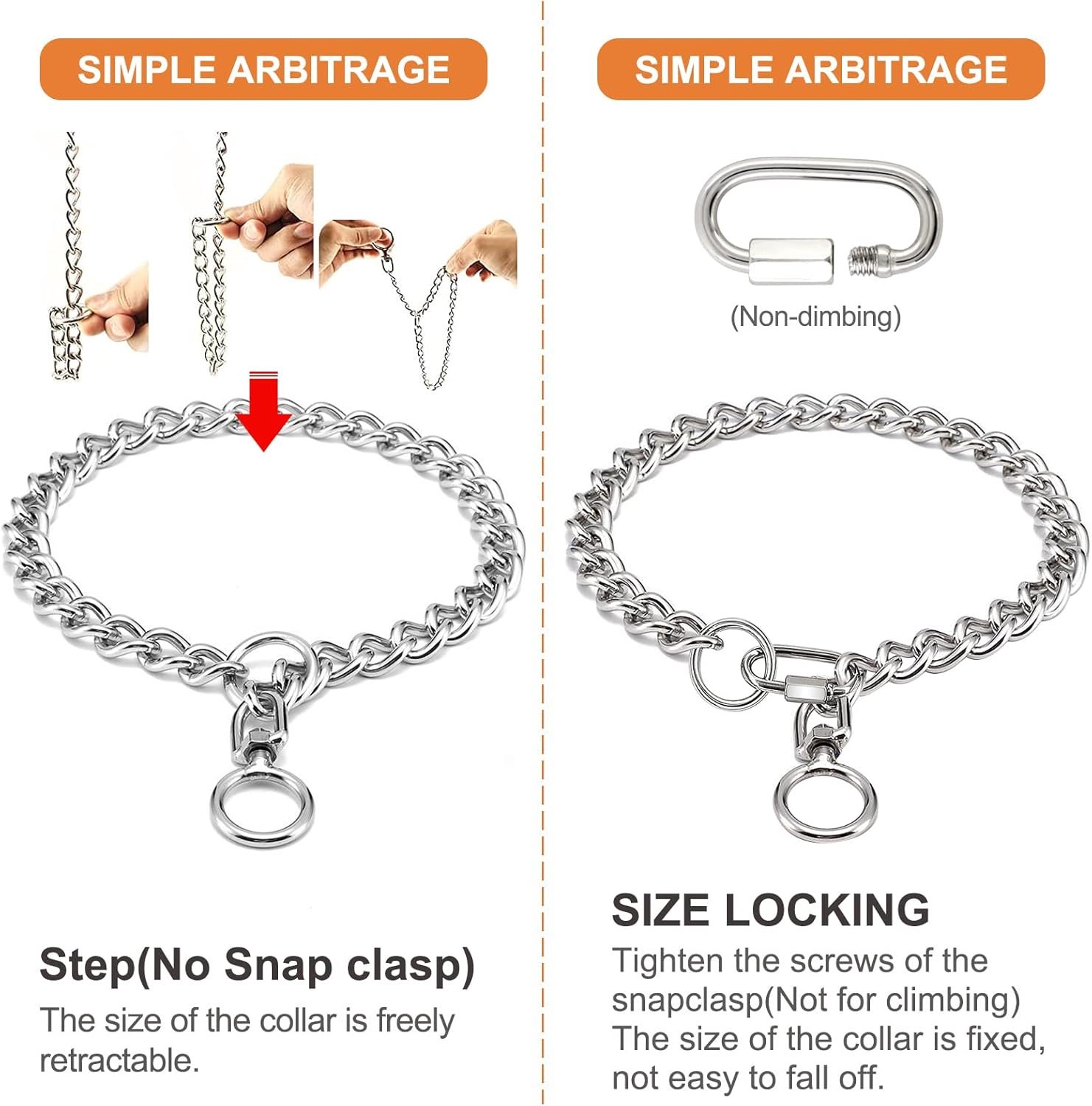 Dog Collars, Metal Stainless Steel Chew Collar P Collar with Connection Clasp for Small Medium Dogs (Medium) A) - ShopVlot
