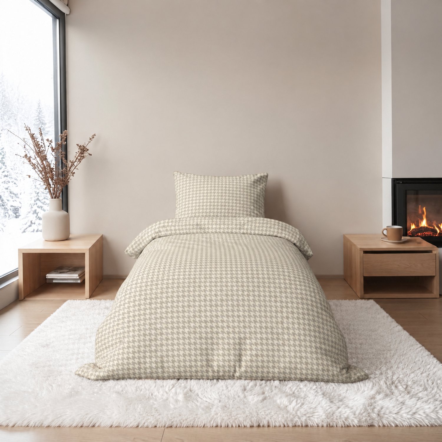 Dekbedovertrek Flanel - Winter - 1 persoon - 140 x 200 cm - PIEDDEPOULES