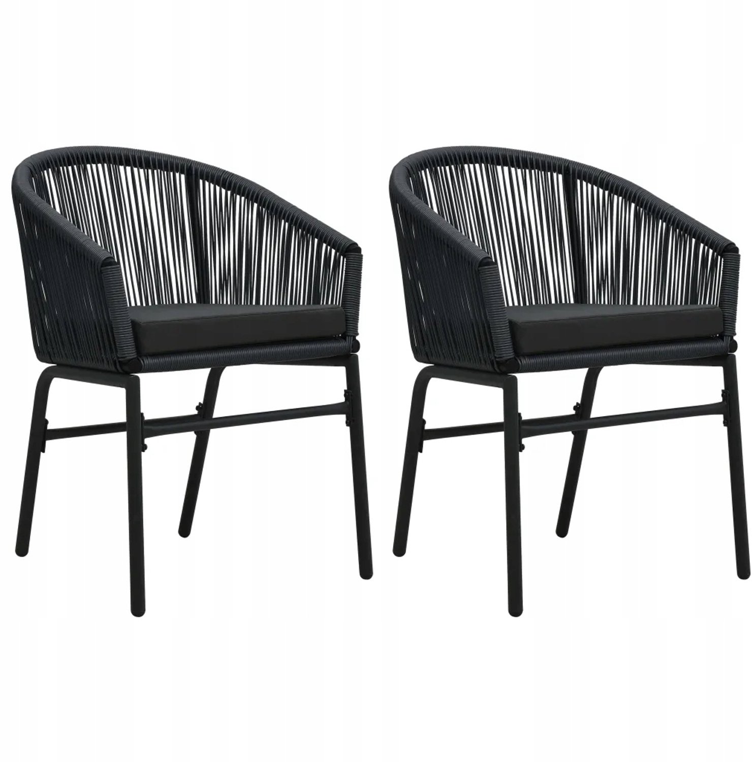 Set van 2 zwarte rotan tuinstoelen 58x58x78cm