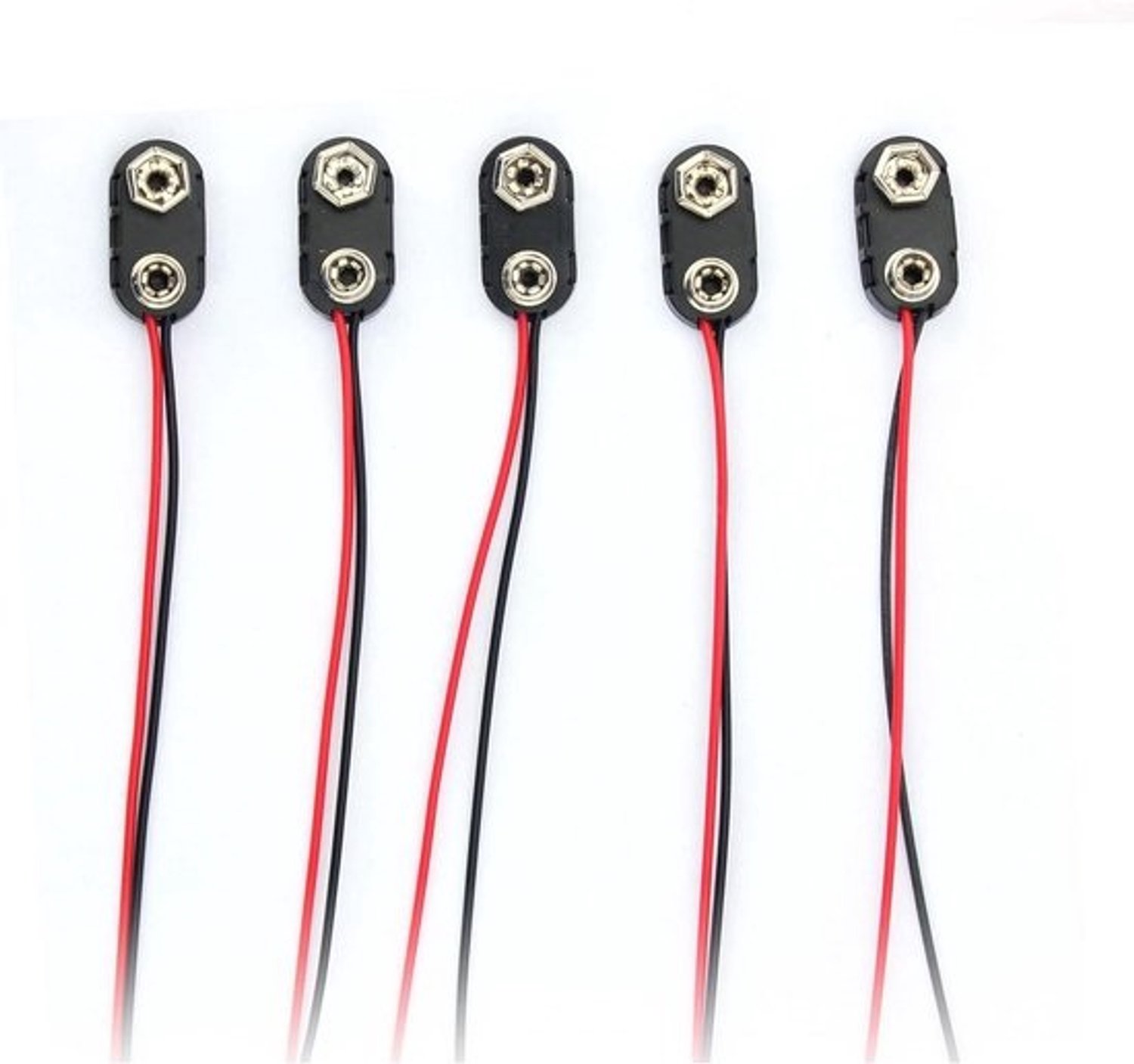 Batterij Clip Connector - 9V Batterijhouder - Batterijen Aansluiten - T-Type Aansluiting - 10 cm Kabel - Zwart