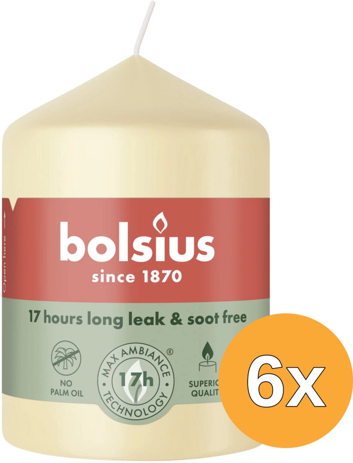 Bolsius 6x Bolsius Stompkaars 80/58 Beige (1 stuk)