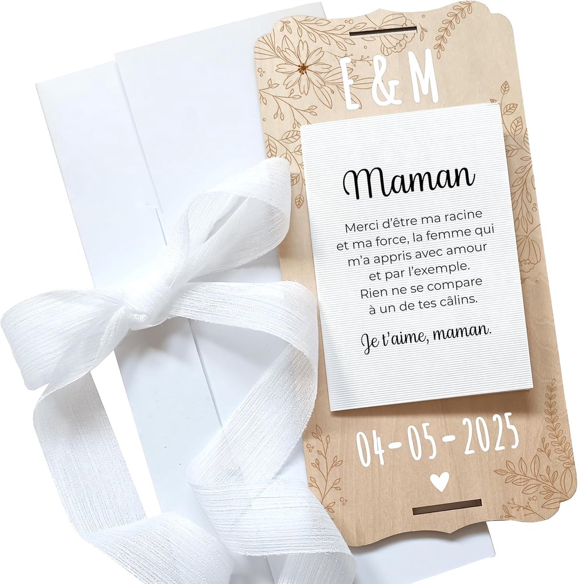 Madre cadeaukaart voor Moederdag, speciale verjaardagskaart voor mama, wenskaart van hout met mooi gelaserd hart