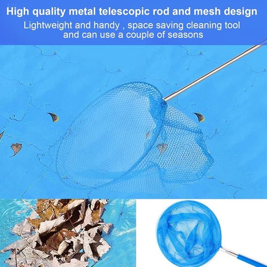 Net Skimmer, Blad Cleaning Kit, Zwembad Net met 72-86CM Telescopische Pole, Fijn Mesh Pool Skimming Net voor Hot Tub Zwembad Spa Tuin Vijver Fontein & Vistank — afbeelding 3