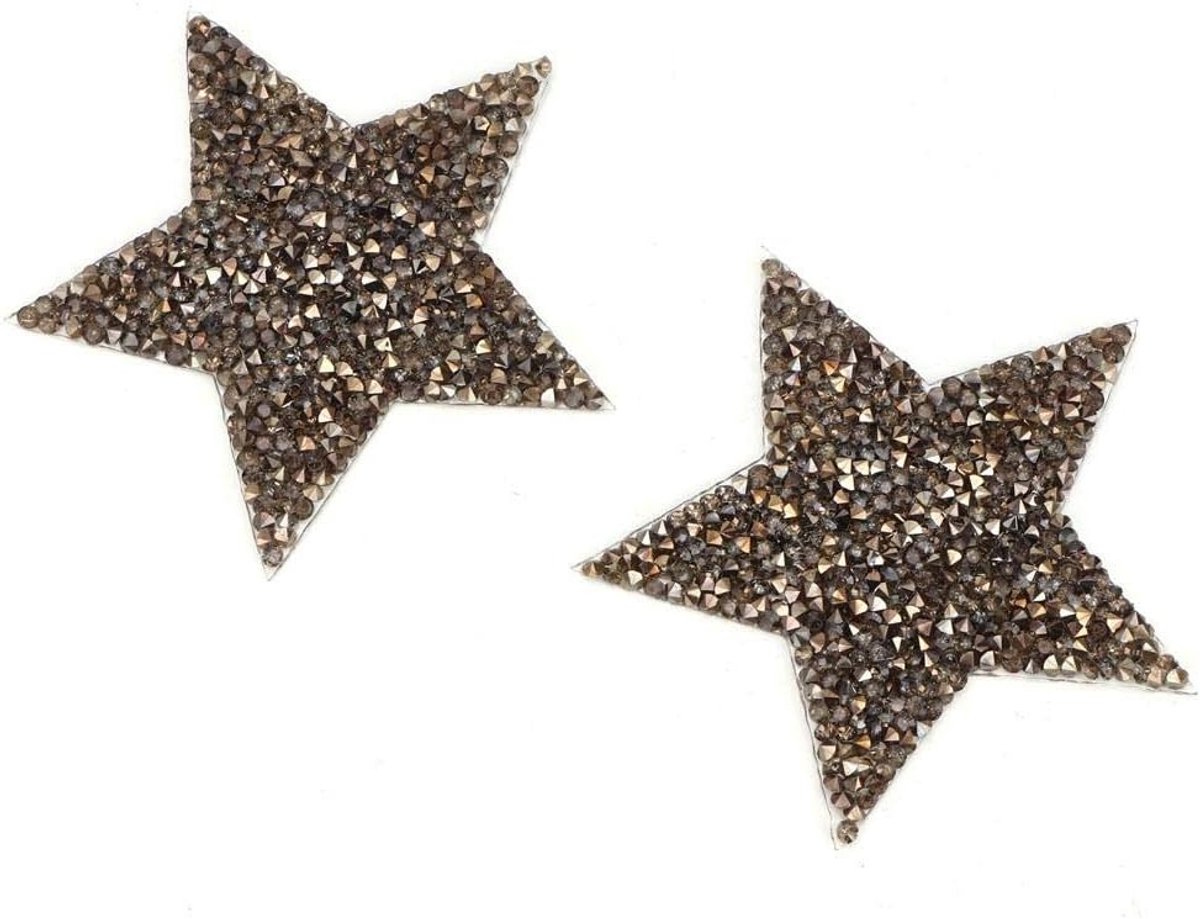 10 Stks 8 cm Strass Ster Applique, Sprankelende Strass Stickers, Iron On Kleding Patch voor Jurk Schoenen Tas Hoed (Grijs)