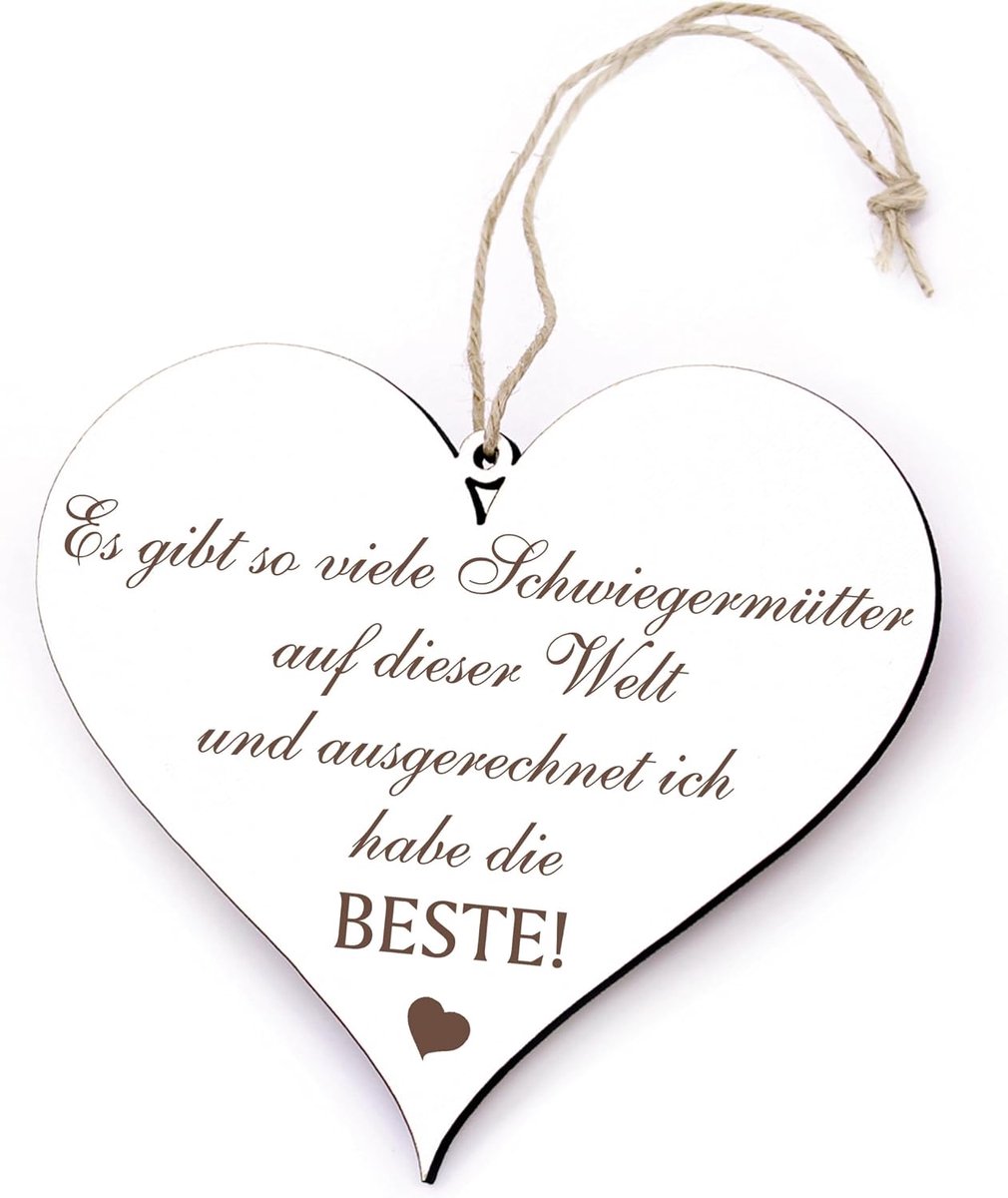 Bord hart met spreuk Beste Schwiegermoeder der Welt - 13 x 12 cm