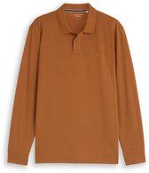 Tom Tailor - Piqué-poloshirt met lange mouwen - Maat XXL - bright camel brown