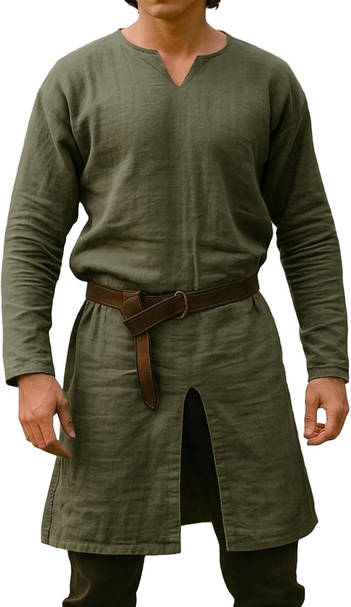 Renaissancekostuum voor heren, middeleeuwse tuniek met lange mouwen, Vikingvest, cape, bovenstuk voor Halloween, carnaval, cosplay