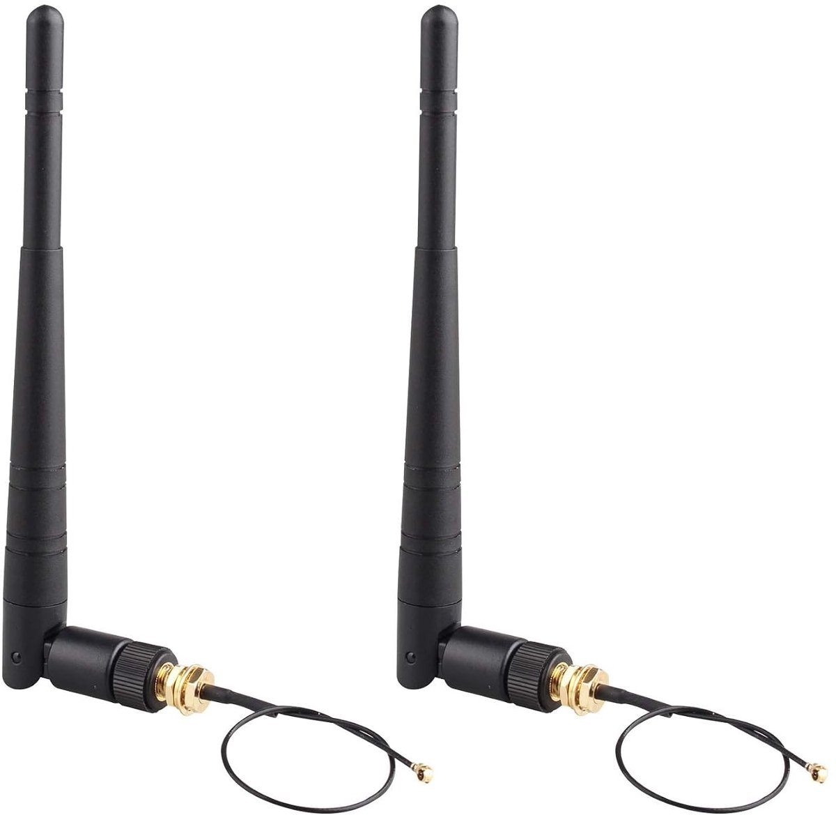 2 STKS 2.4G Hoge Gain Draadloze Router Antenne 3DBI WiFi Antenne RP-SMA Vrouwelijke Connector met Hoge Prestaties U.FL IPX naar RP-SMA Mannelijke Pigtail RF 1.13 Antenne WiFi Kabel Lengte 15 cm