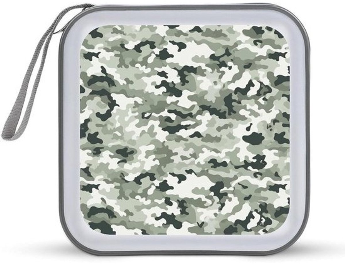 CD Opbergdoos - Draagbare CD Houder - CD's Organiseren - Krasbestendige Voering - 40 CD's Capaciteit - Witte Camouflage