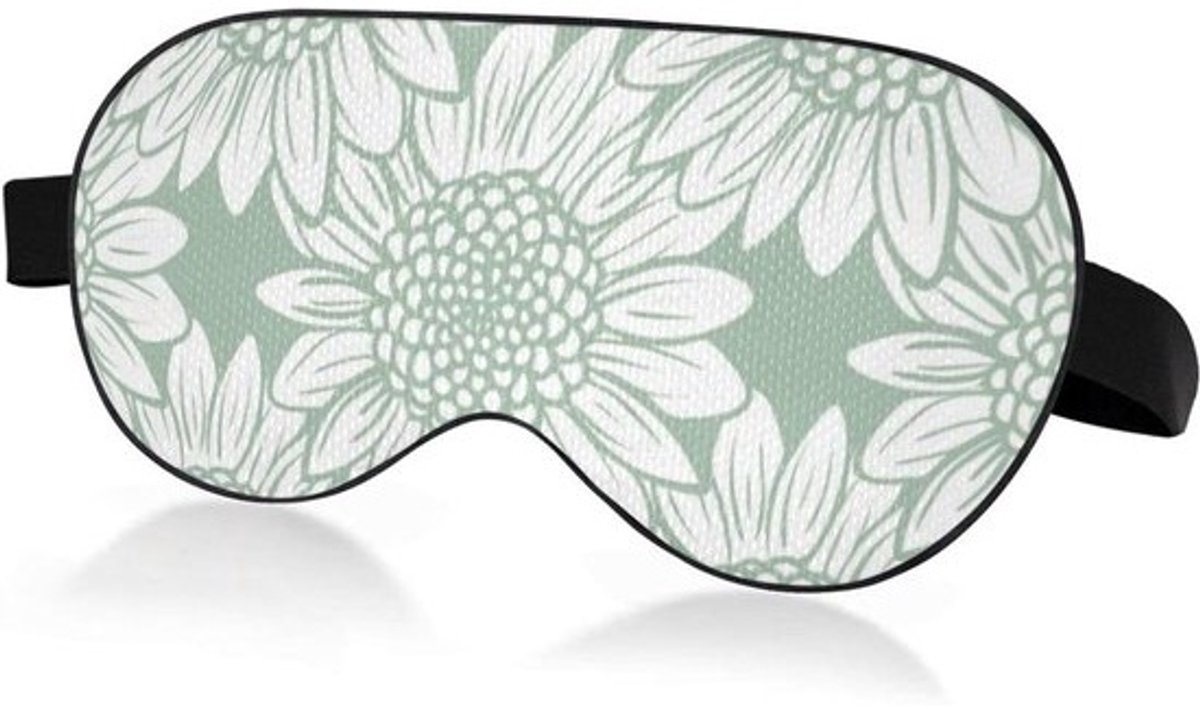 Zonnebloem Outline Slaapmasker - Oogmasker Slaap - Licht Blokkeren - Zonder Druk Op Ogen - 24 x 10 cm - Zwart