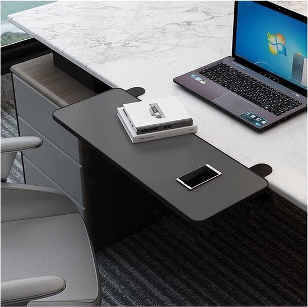 Bureau Extender - Toetsenbord Lade - Comfortabel Werken - Clip-on Installatie - 65x25cm - Geel
