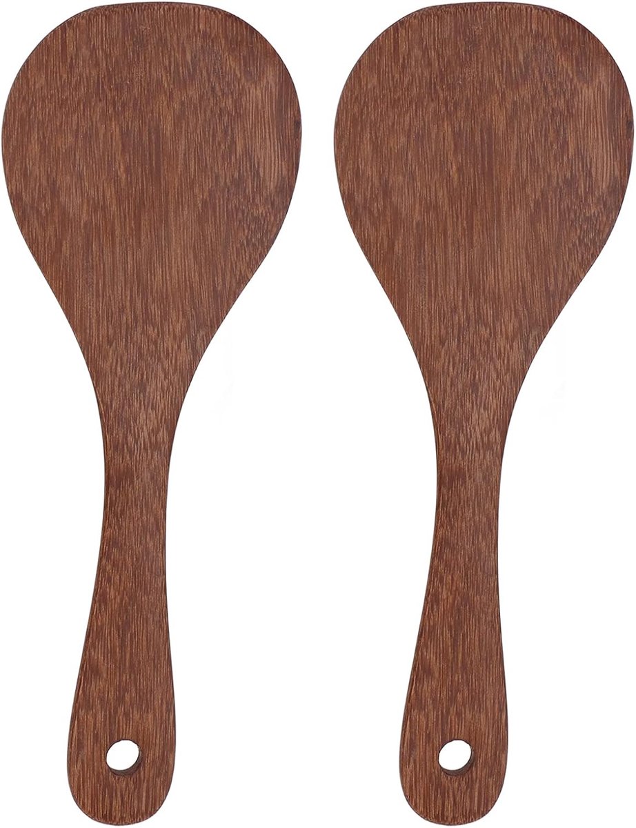 Rijstpeddel, houten natuurlijke hittebestendige rijst opscheplepel voor het mengen en serveren van rijst(Ronde mond)