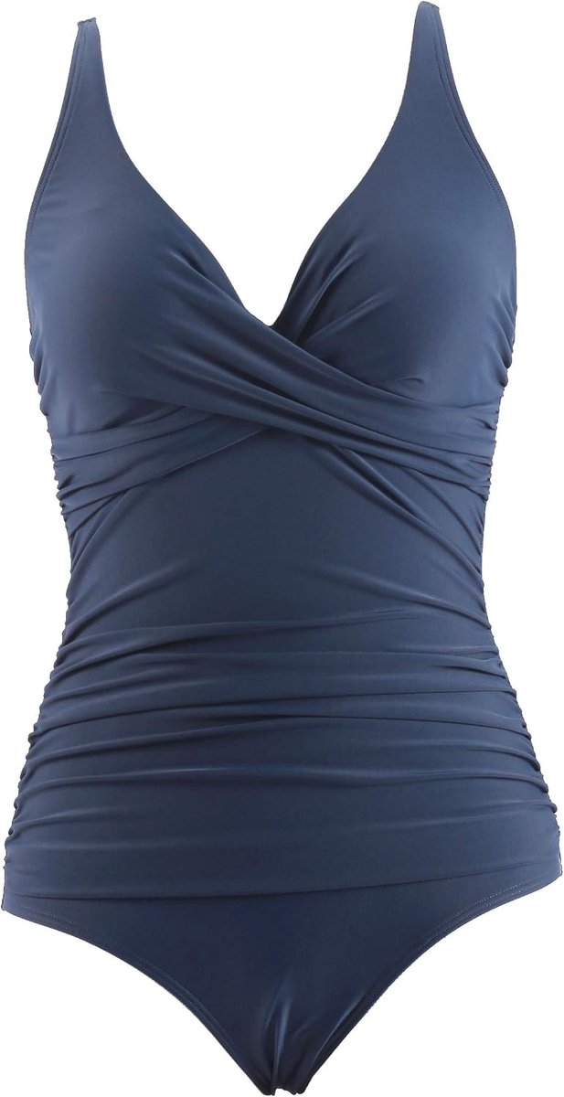 Badpak voor dames, eendelig, met V-hals en hoge taille, buikcontrole, push-up, zwempak, badmode