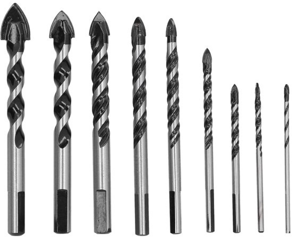Gatenboorset - Boor set - Tegel en glas - Hardmetalen boren - 9 stuks