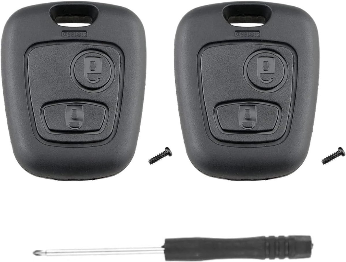 2 Stuks Autosleutelbehuizing Peugeot 2 Toetsen Afstandsbediening - Reservesleutel Compatibel Met 107 207 307 en Citroen C1 C2 C3 Sleutels
