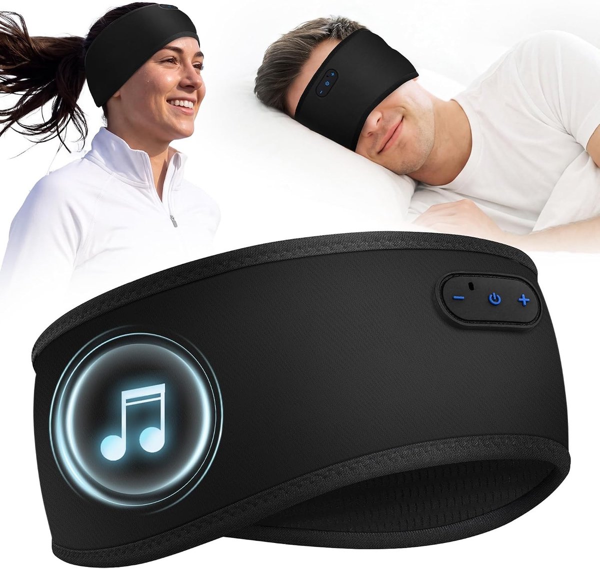 Slaapmasker bluetooth - Grijs - One size - Zachte Modal Hoofdband met Platte Luidsprekers - Voor Zijslapers
