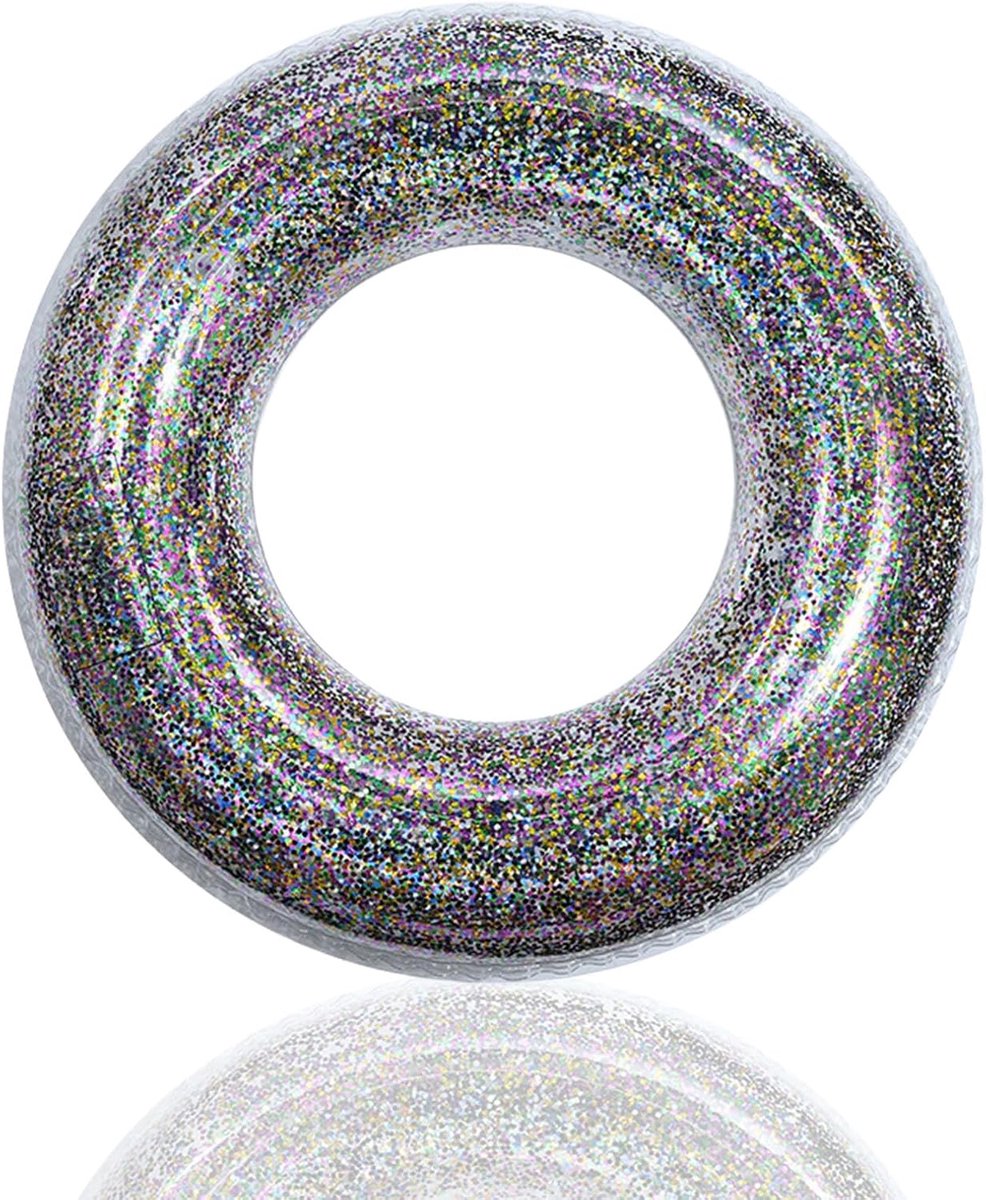 Zwembad Opblaasbare Zwemringen voor Volwassen Tiener, 90/70cm Pailletten Opblaasbare Zwembad Float Rubber Ring, Blauwe Flotatie Buizen Ringen Zwembad Floaties voor Vrouwen Zomer Strand Party Water