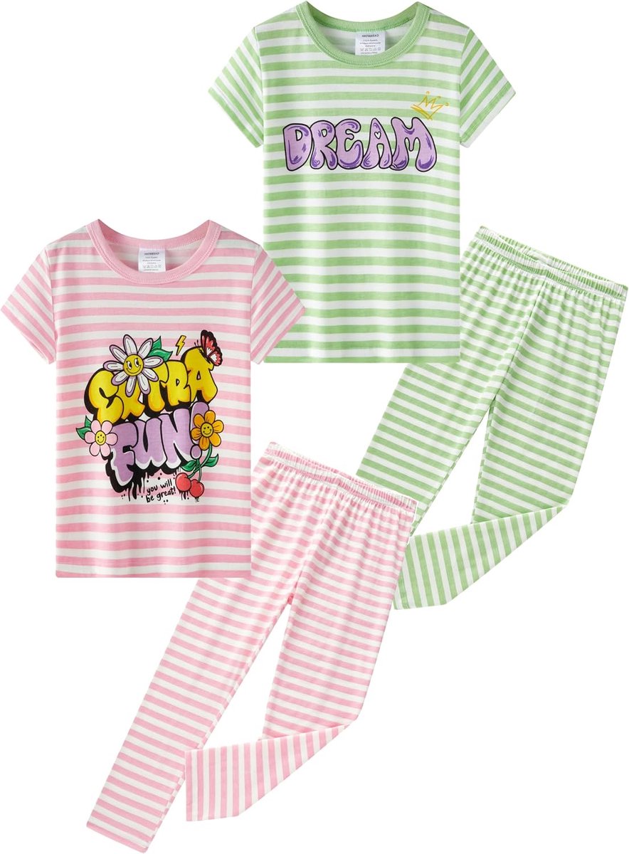 set korte mouwen T-shirt met lange broek loungewear gestreepte PJs voor kinderen nachtkleding pyjama nachtkleding 1-10 jaar