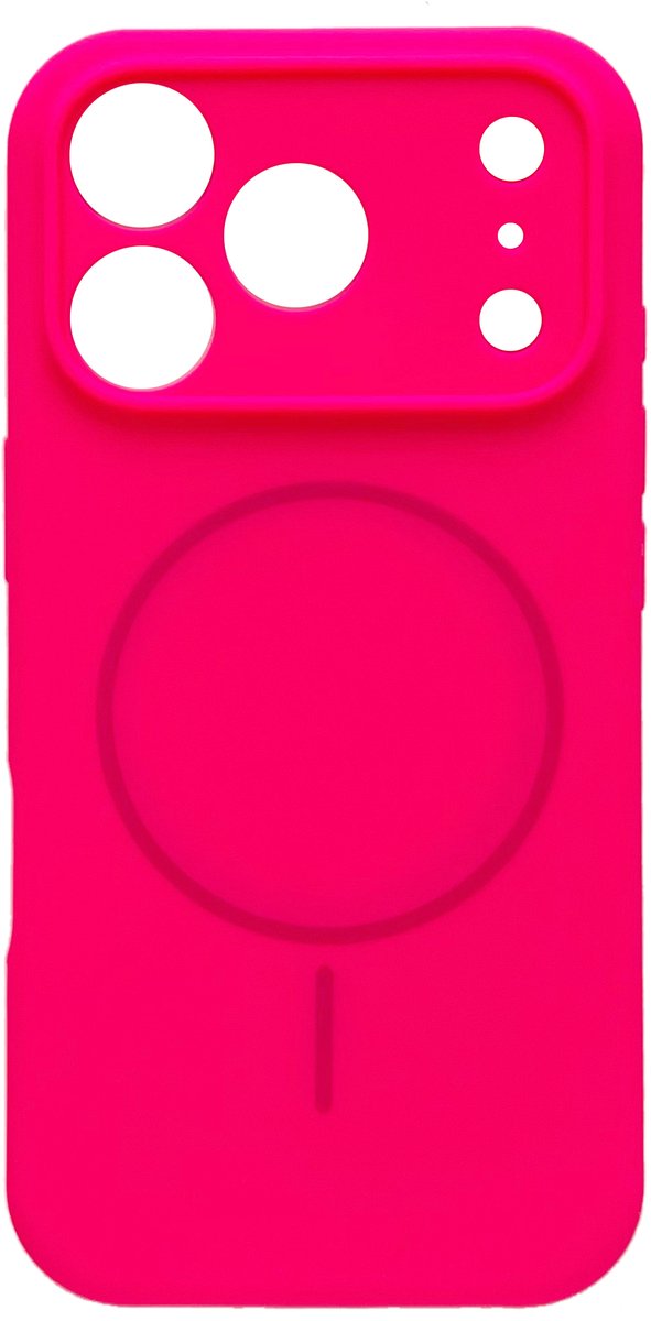 Casemania Hoesje Geschikt voor Apple iPhone 18 Pro - Neon Roze - Zachte Liquid Siliconen Magnetisch Back Cover Case - Geschikt voor MagSafe - Telefoonhoesje met Camera Bescherming