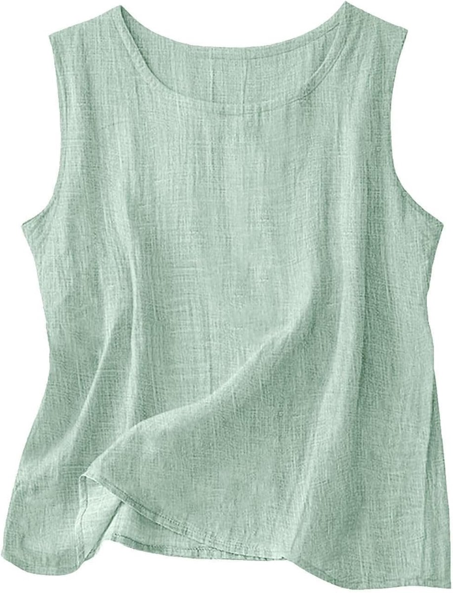 Tops Dames 2026 Linnen Tanktops met ronde hals
