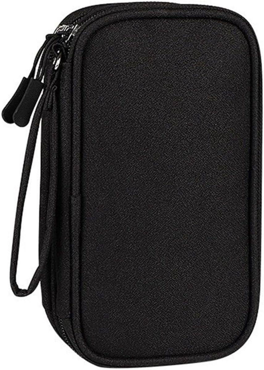 tas, kabeltas, tas voor harde schijven, draagbare kabelorganizer voor mobiele telefoonkabel, powerbank, USB-sticks, zwart