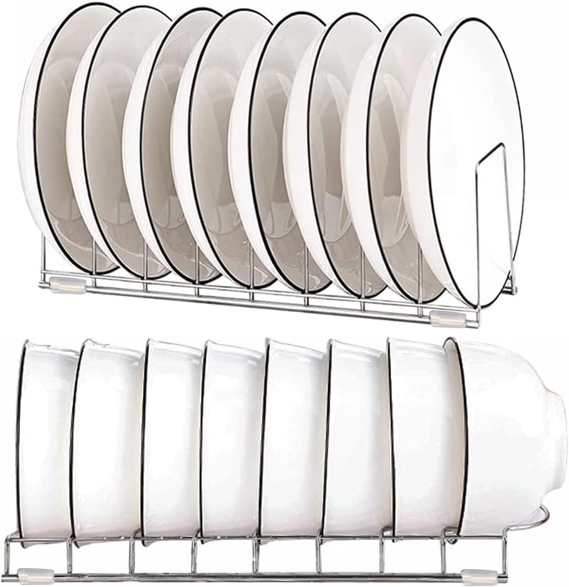 2 stuks bordenorganizer, kast, bordenhouder, verticaal, van roestvrij staal, pannendekselhouder, bordenstandaard voor de kast voor borden, snijplanken, bakvormen, koelrekken, potten en pannen