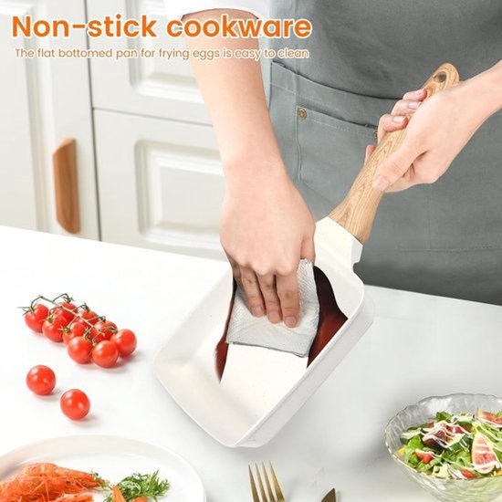 Omeletpan - Eierrol pan - Ontbijt maken - Anti-aanbaklaag - 18x15 cm - Beige — afbeelding 2