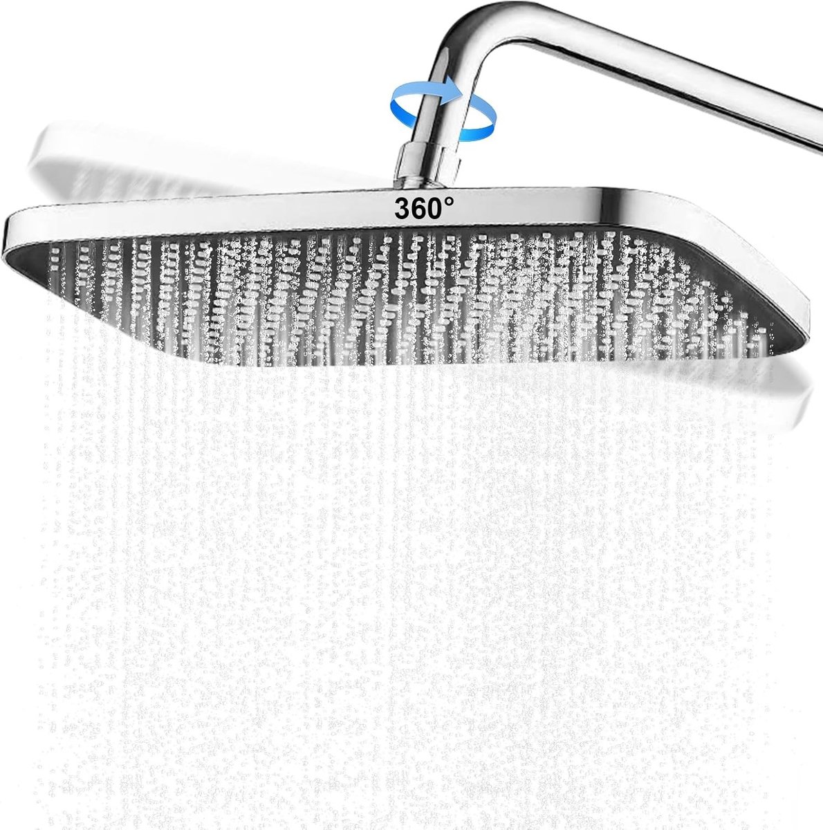 Regendouche hoofddouche - Zilver - 31 x 21 cm - ABS Douchekop met 360° Verstelbare Straal - Voor Badkamer