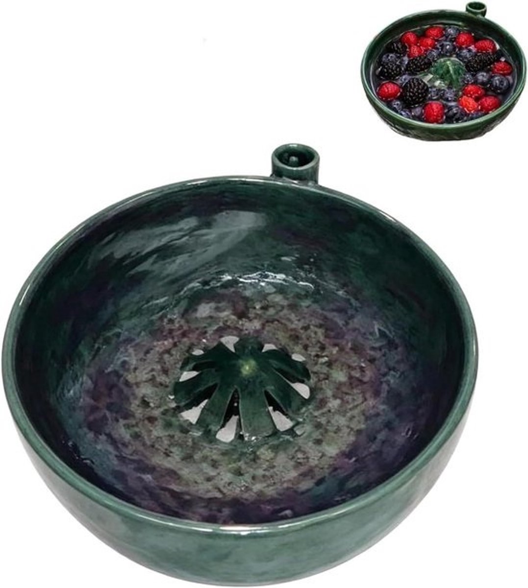Zelfdraaiende Kom - Fruitwasser Zeef - Snelle Reiniging - Automatische Vortex-actie - 100 mm - Bosgroen