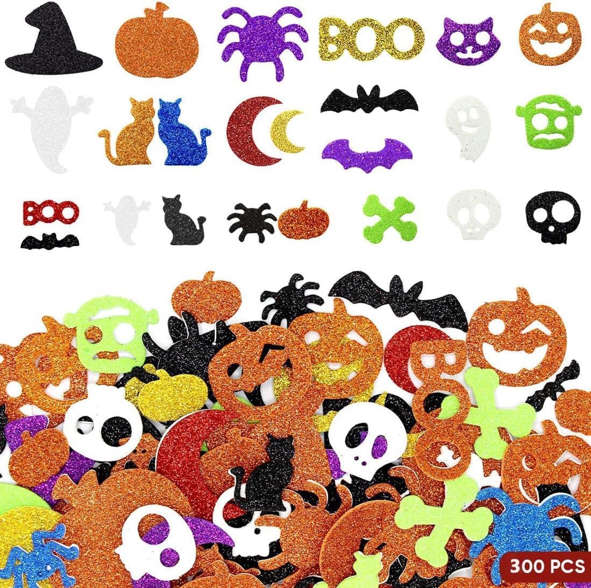 Schuimstickers, 300 stuks, glitterstickers, zelfklevende glitterstickers voor doe-het-zelf knutselen, feestdecoraties, geschenken, scrapbooking, wenskaarten