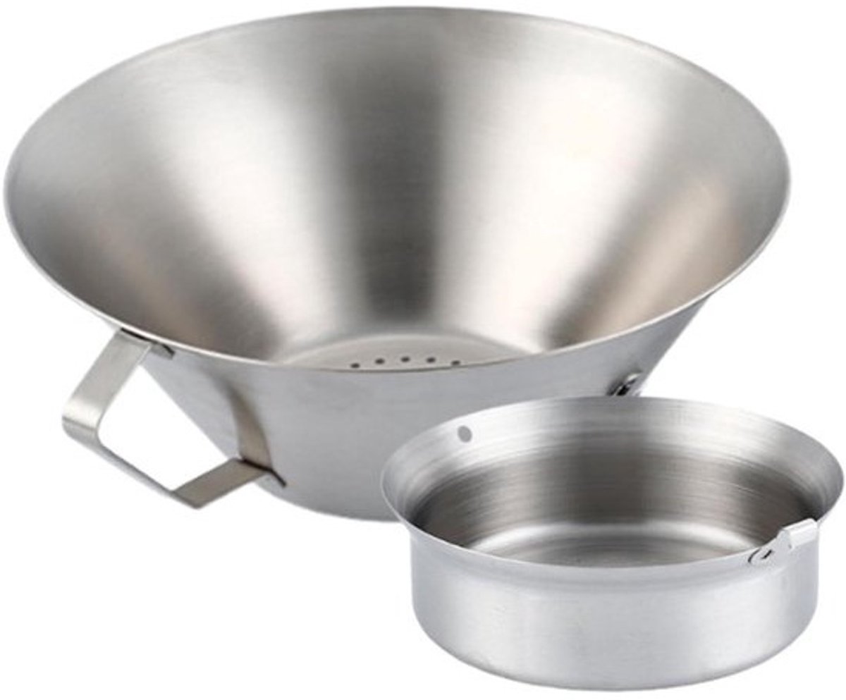 Oliezeefje Roestvrijstaal - Vetfilter Keuken - Frituren Maaltijdvoorbereiding - Fijnmazig Gaas - 32 cm Lengte - Zilverkleurig