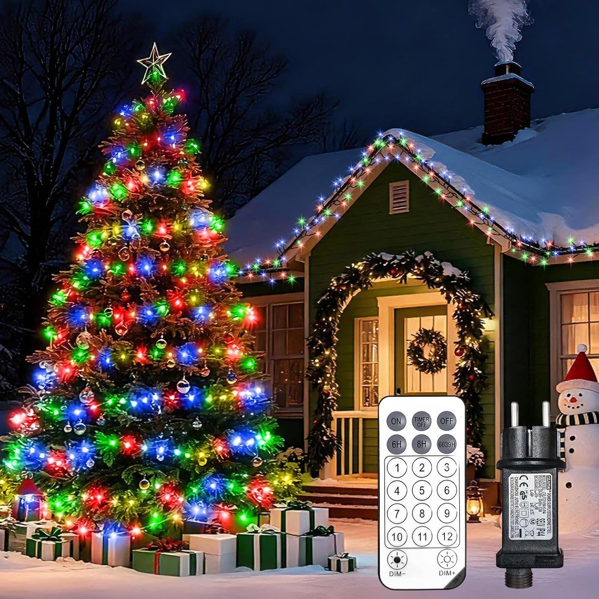 Led-lichtsnoer Voor Kerstboom, 600 Leds, Meerkleurige Lichtketting, Voor Buiten, Met 12 Modi En Timer, Voor Kerstverlichting Met Afstandsbediening, Voor Tuin, Kerstboom, Bruiloft