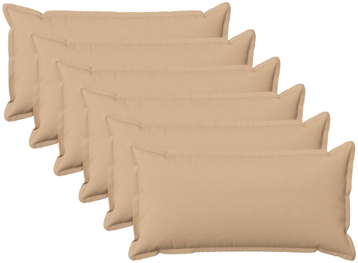 vidaXL Dekenkussen - 6 - st - HOUTEN - Crèmekleurig - 40 - x - 80 - cm - Faux - Linnen
