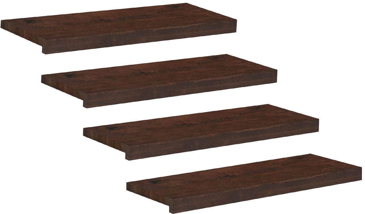 vidaXL - Traplopers - 4 - st - 80 - x - 25 - x - 2 - cm - Donkerbruin - Massief - beukenhout