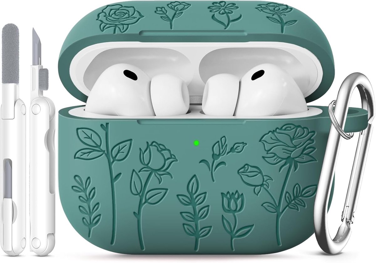Bloemblaadjesprint voor AirPods Pro 3 Hoes, Pine Green