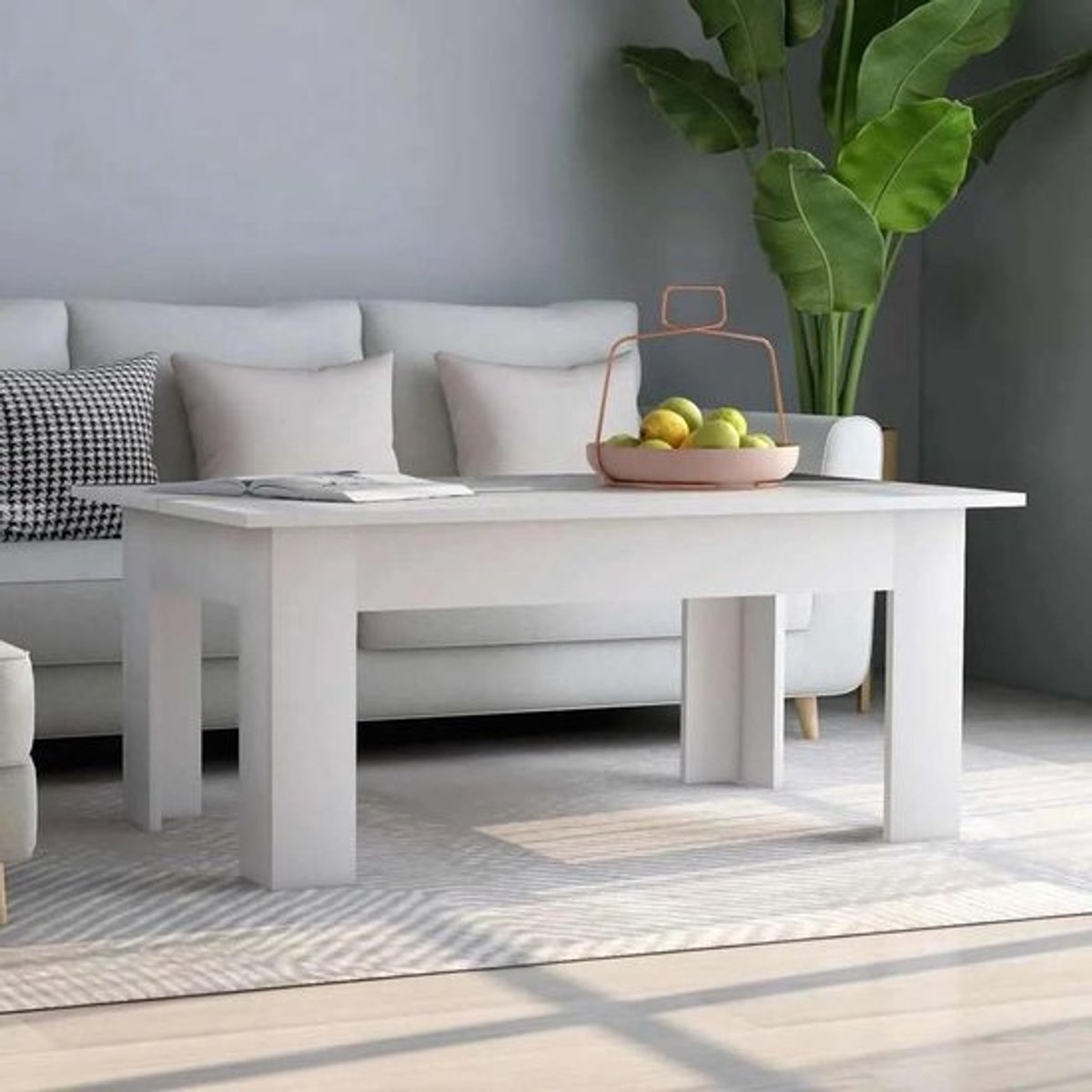 Salontafel - Koffietafel Bijzettafel - Woonkamer Inrichten - Strak Modern Design - 100x60x42 cm - Wit