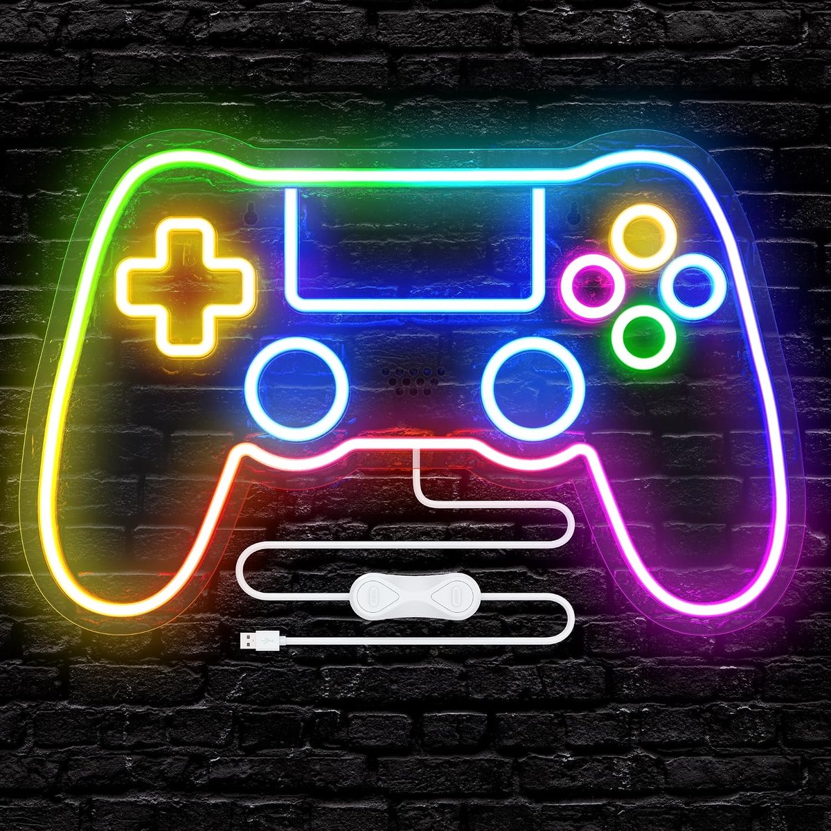 Neonbord voor gaming-kamerdecoratie met 10 lampen, neon bord, gaming-accessoires voor kamerdecoratie, gamepad, licht bord voor slaapkamermuur