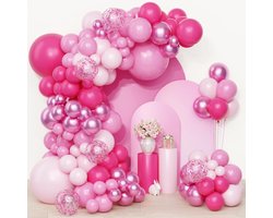 Ballonnenboog roze QIFU 108 stuks ballonnen verjaardag fuchsia roze pastel roze confetti helium voor decoratie verjaardag bruiloft doop meisjes baby shower gender reveal party prinses