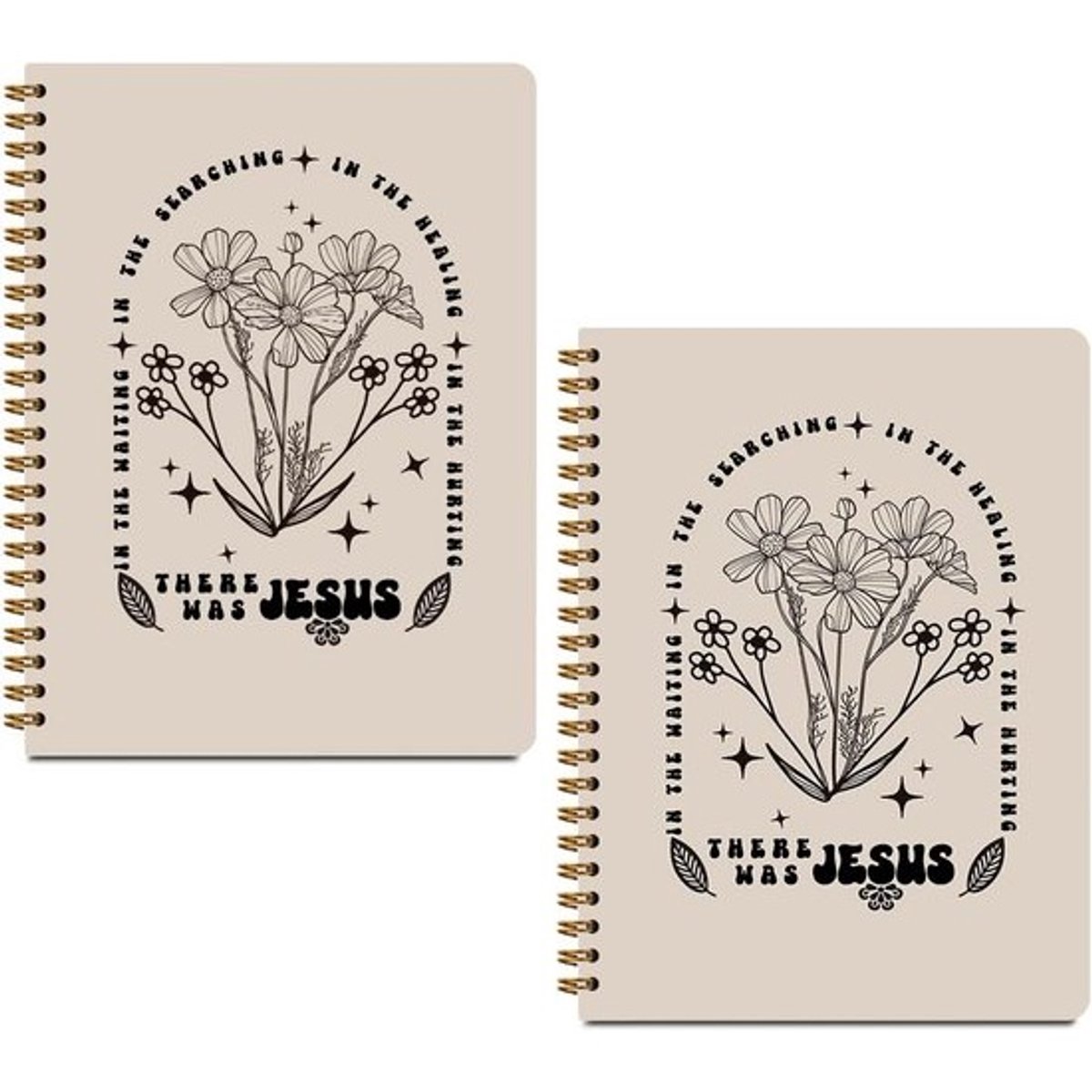 Set van 2 Boho Spiraal Notitieboeken met Gelinieerde Pagina's, Hardcover Dagboek voor Vrouwen