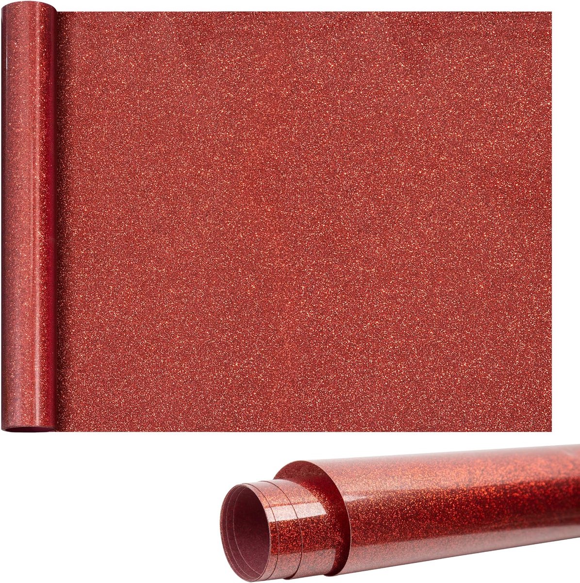 Warmteoverdracht van vinyl, glitter, transferpapier, vinylrol, opstrijken, pailletten, holografische folie, doe-het-zelf, voor kleding, T-shirt, textiel, logo's, 100 x 30 cm (rood)