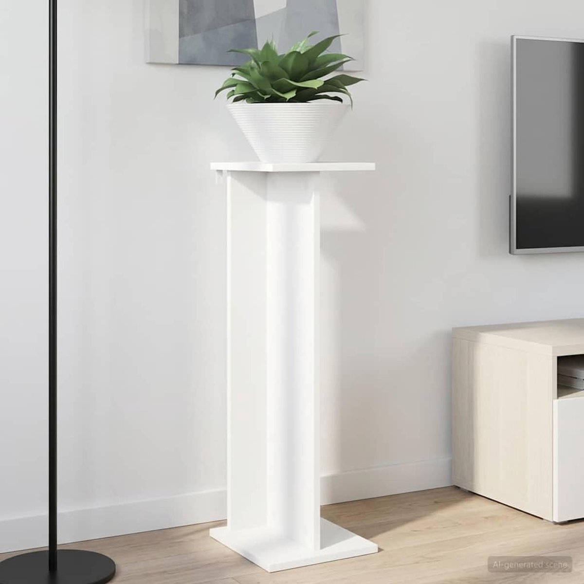 plantenstandaard, set van 2, wit, 25 x 25 x 80,5 cm, van houtmateriaal, plantenhouder met meerdere verdiepingen voor woonkamer, binnen, minimalistisch design
