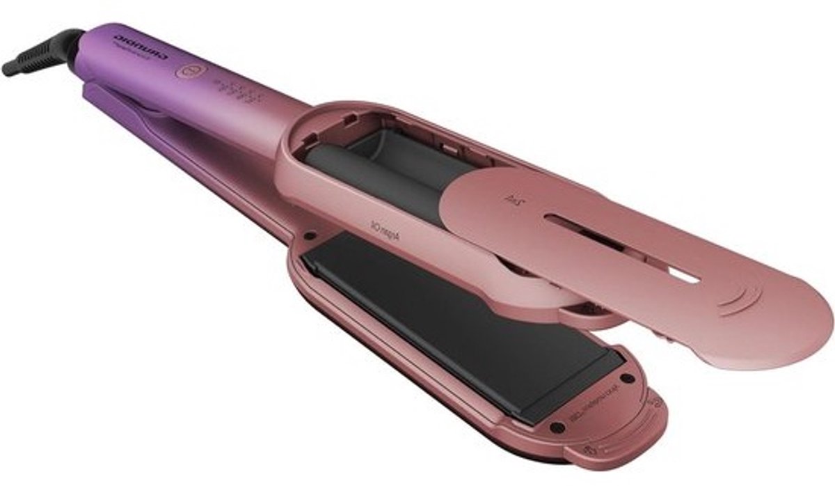 Haarstyler 2-in-1 - Krulborstel Stijltang - Haar Stylen - Roterende Platen - 150-210°C - Roze Paars