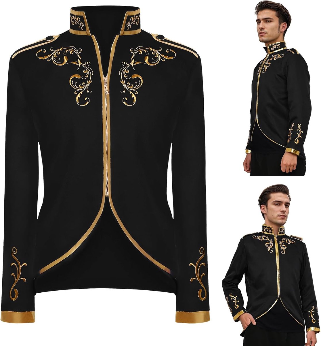 Prinsenkostuum voor heren, blazer, steampunk, gothic, middeleeuwse Victoriaanse retrokleding, Halloween cosplay