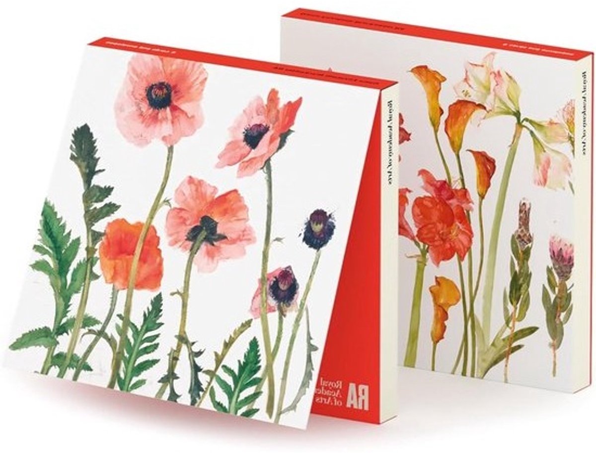 Wenskaarten Set - Kunstkaarten Bloemen - Bedankjes Versturen - 6 Premium Kwaliteit - 15 x 15cm - Zwart