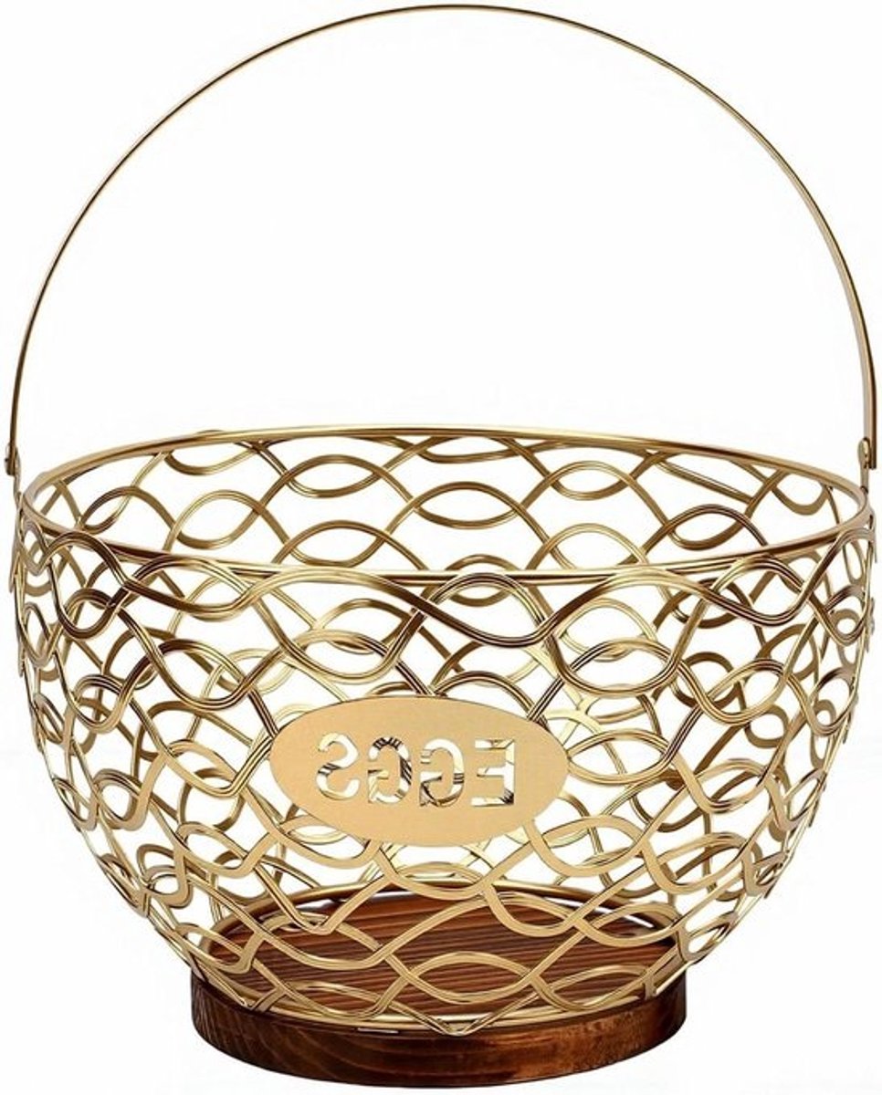 Eiermand Metaal - Eierhouder Keuken - Eieren Verzamelen - Holle Gaas Ontwerp - 21 x 20.6 x 15 cm - Goud