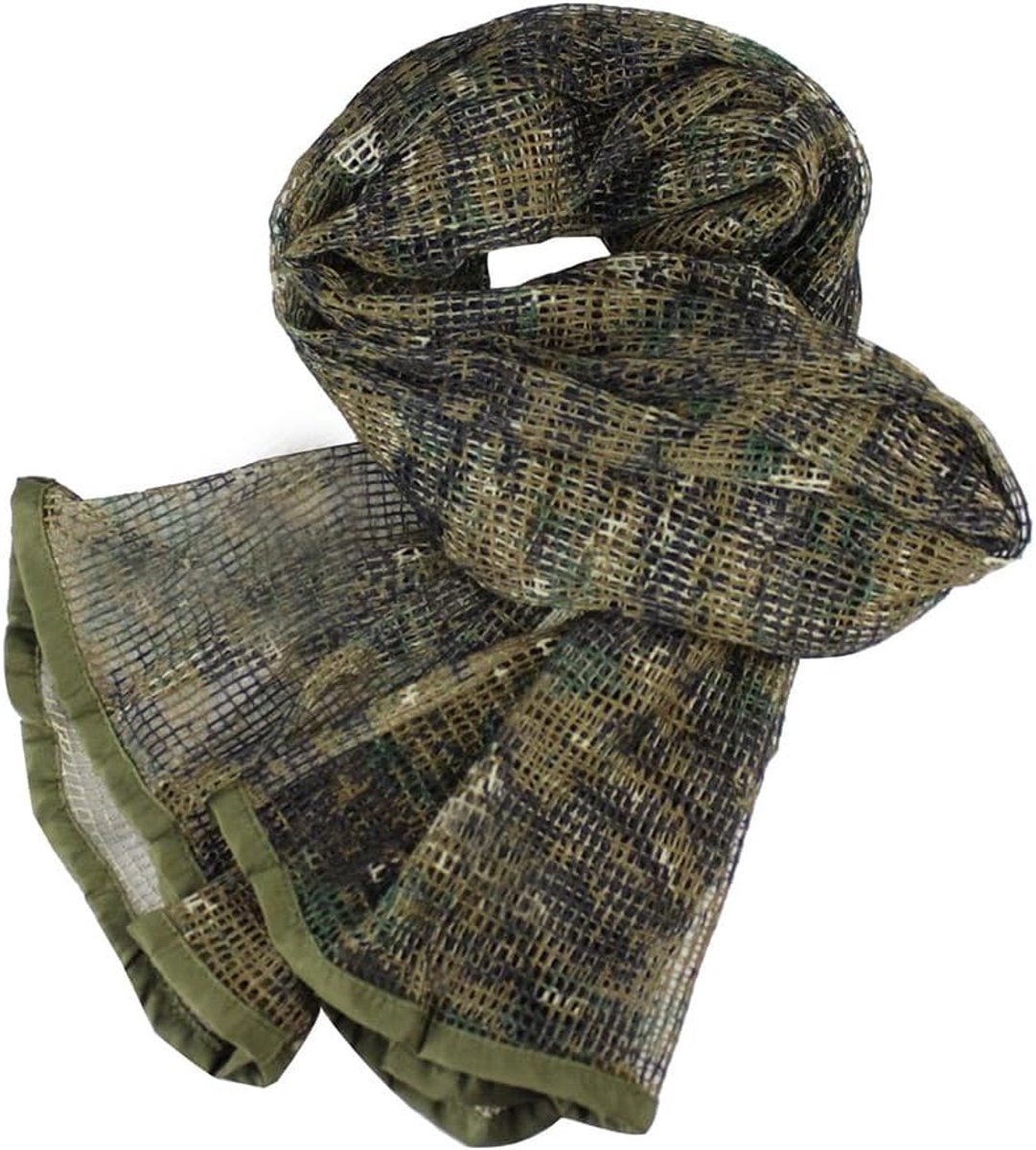 camo, sjaal, mesh, tactische netsjaal, 180 x 110 cm, outdoor, gezicht, sluier, netstof, camo, sjaal voor sport, vrije tijd, outdoor-activiteiten, camping, jacht
