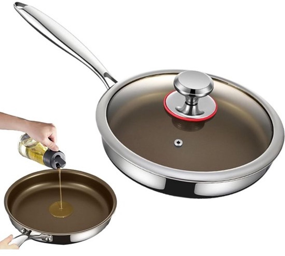 Koekenpan Titanium - Koekenpan met anti-aanbaklaag - Dagelijks koken - Gelijkmatige warmteverdeling - 28 cm - Zwart