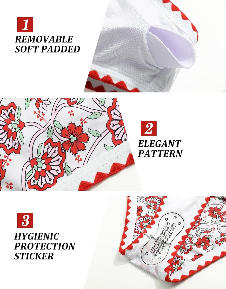 Badpak voor dames, tweedelig, gevlochten, bedrukt, bikiniset, hoge taille, tweedelig, gevoerde beha