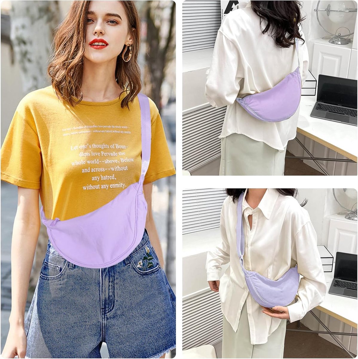 halvemaanvormige tas voor dames, knoedelzak, hobos, crossbodytas, knoedeltas, crossbodytas met verstelbare schouderriem, borsttas, schoudertas voor dagelijks gebruik